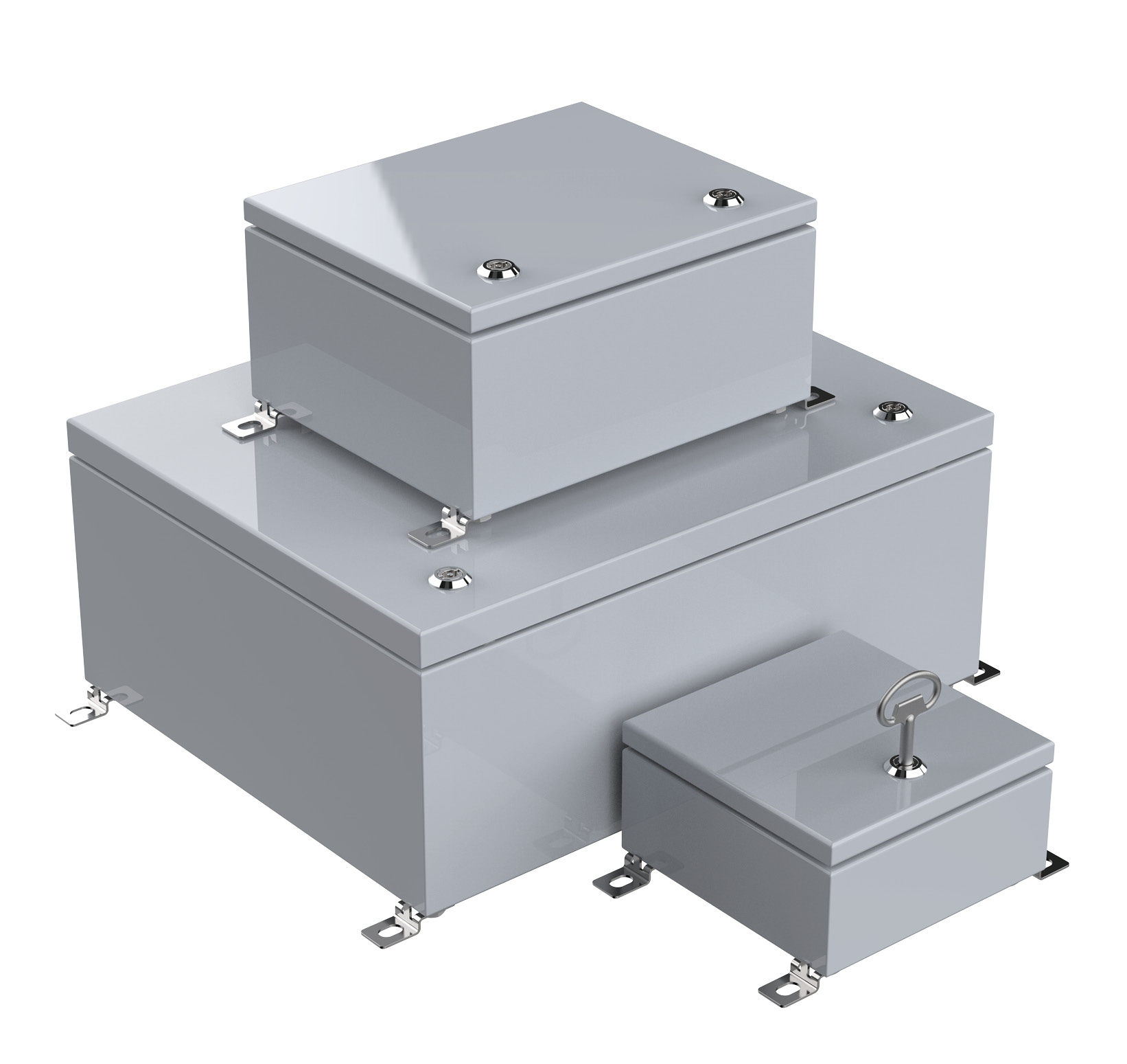 Carbon steel enclosures with gray hinged door