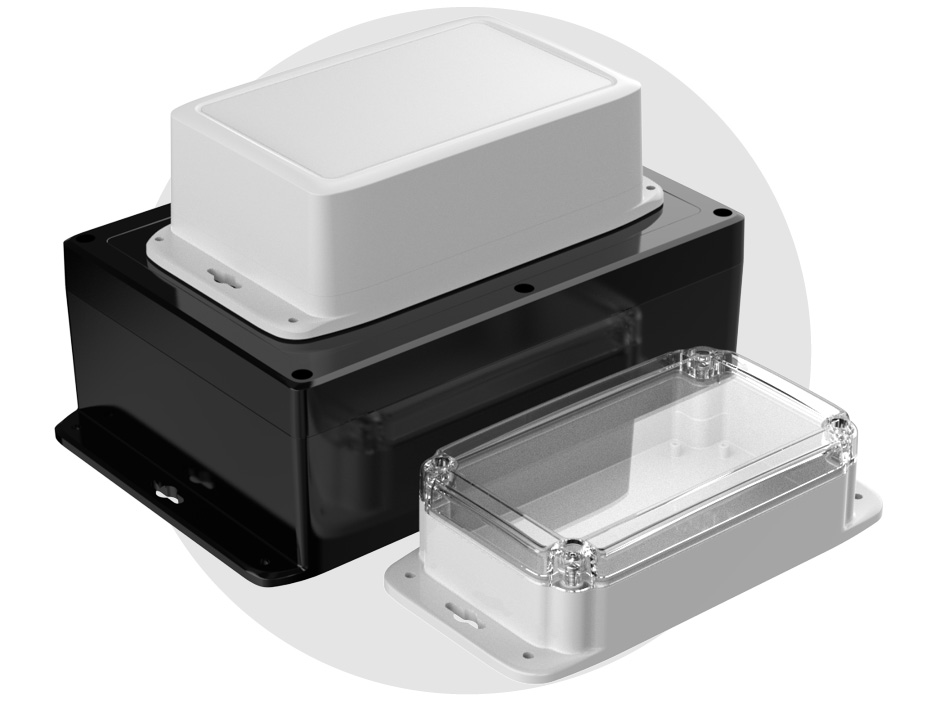 small black plastic enclosure with screw down cover