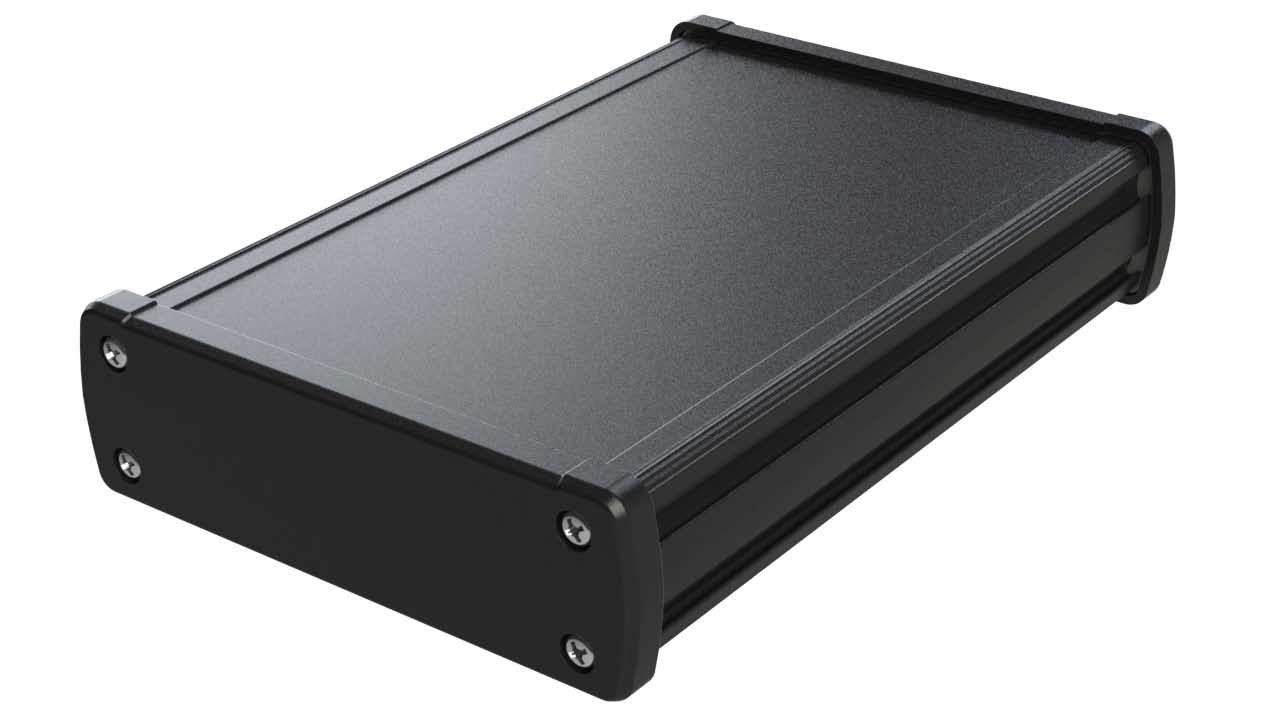 EX-55-01 Black extruded aluminum enclosure for electronics  - 6.65 x 4.48 x 1.39 inches