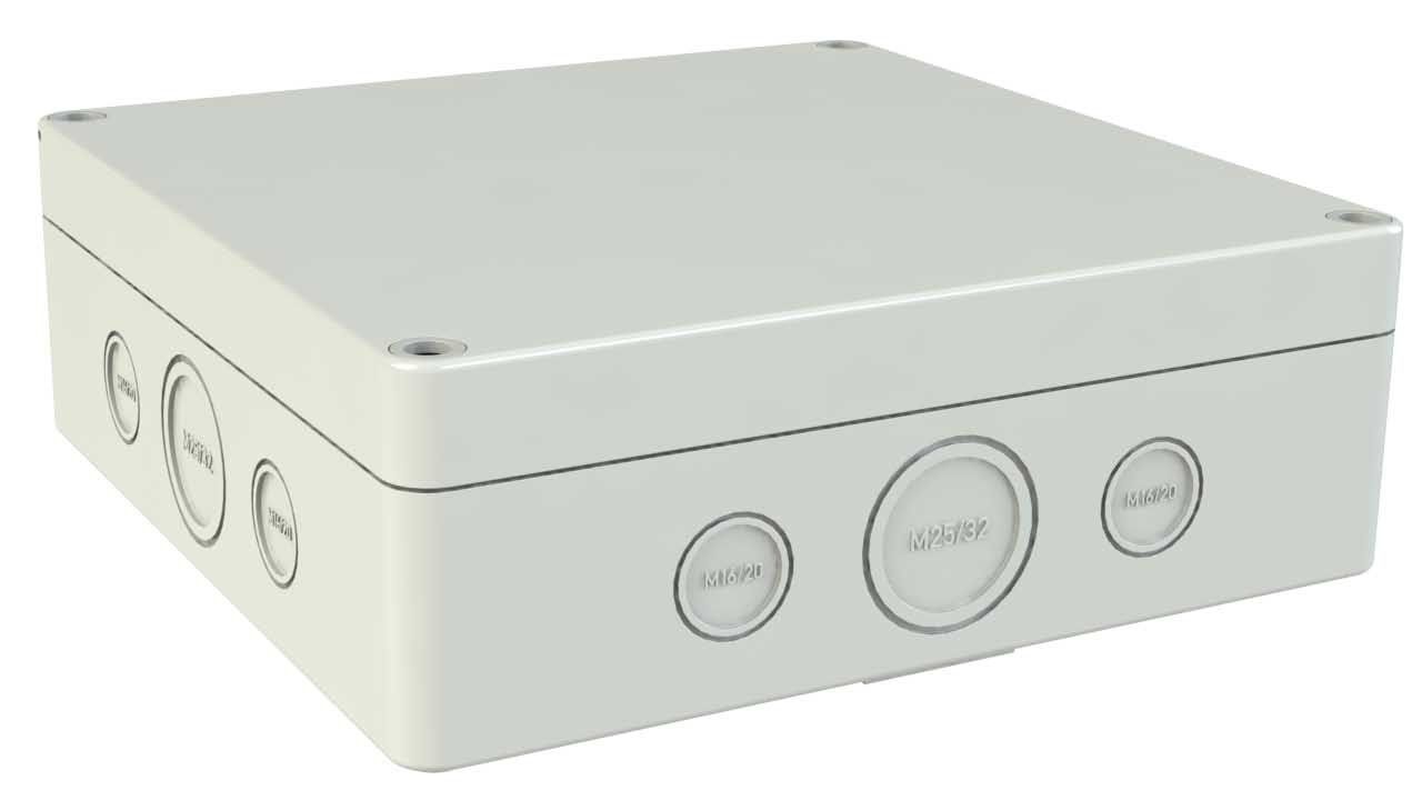 SK-28-02 Gray knockout electrical outdoor enclosure - 7.17 x 7.09 x 2.42 inches