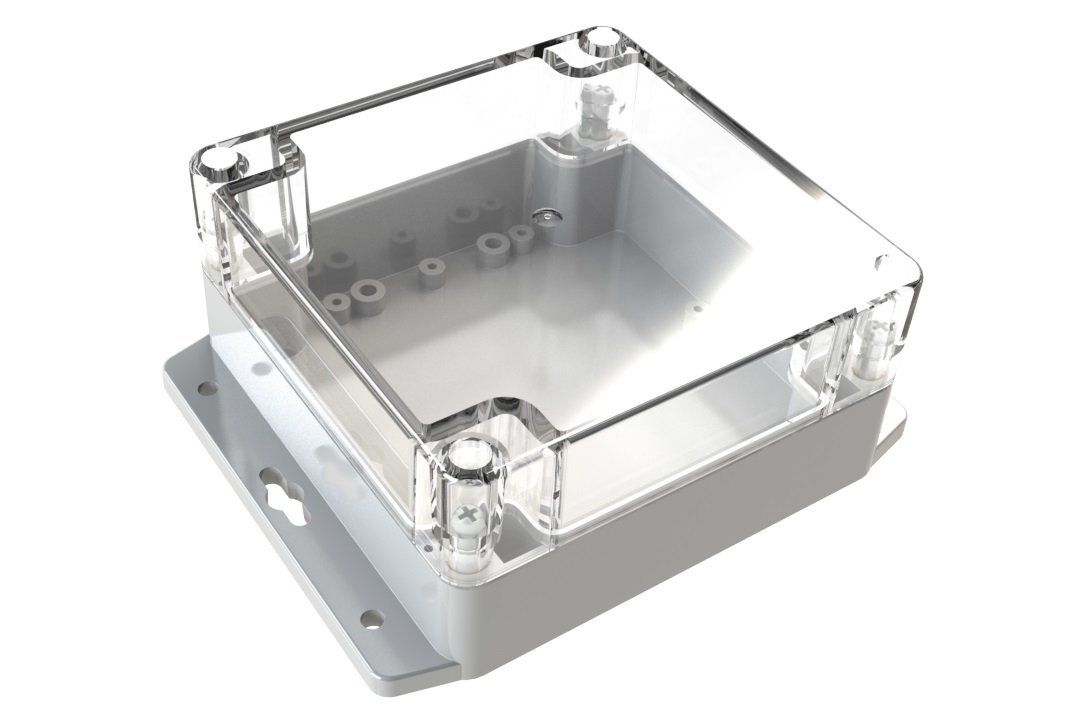 WC-36F*1508 Gray with Clear Cover outdoor NEMA 4x enclosure for electronics - 4.72 x 4.72 x 2.36 inches