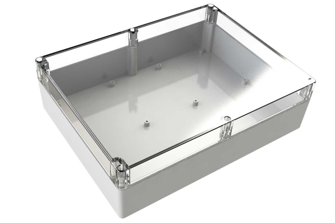 WC-42*1508 Gray with Clear Cover outdoor NEMA 4x enclosure for electronics - 11.81 x 9.05 x 3.4 inches