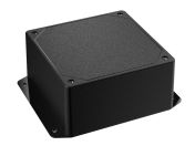 DC-44FMBYT Black plastic heavy duty enclosure for electronics with a Flush/Textured cover style - 4.62 x 4.62 x 2.25 inches