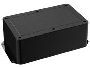 DC-58FMBYT Black plastic heavy duty enclosure for electronics with molded on surface mount flanges and a Flush/Textured cover style - 8.25 x 5 x 3 inches