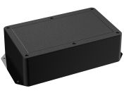 DC-96FMBYT Black plastic heavy duty enclosure for electronics with molded on surface mount flanges and a Flush/Textured cover style - 10 x 6 x 3 inches