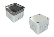 SK-11-02 Gray outdoor NEMA rated electrical junction box with knockouts - 2.56 x 2.56 x 2.24 inches