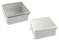 Outdoor weatherproof plastic electrical enclosure made from durable polycarbonate