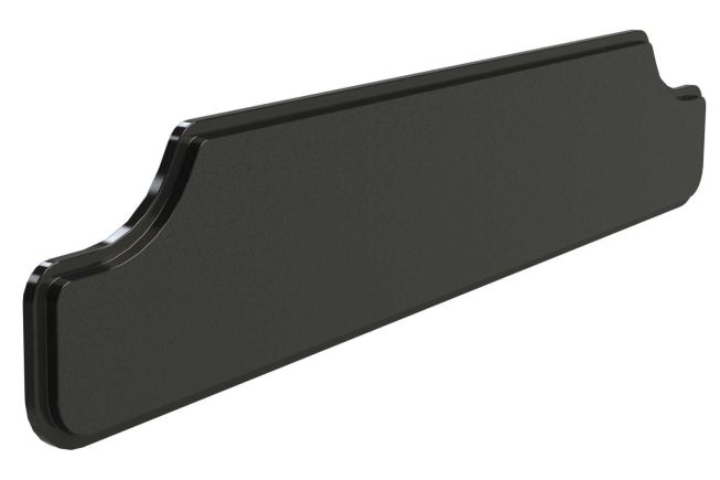Black indoor desktop style enclosure with end panel