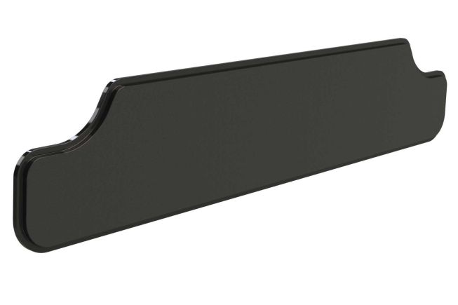 Black indoor desktop style enclosure with end panel