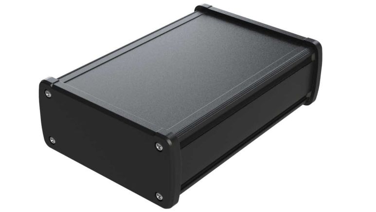 EX-58-01 Black extruded aluminum enclosure for electronics - 6.65 x 4.53 x 2.03 inches