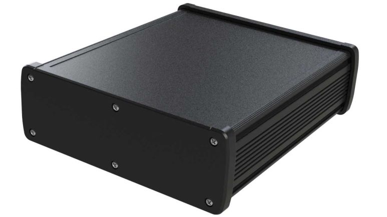 EX-66-01 Black extruded aluminum enclosure for electronics - 8.23 x 6.99 x 2.41 inches