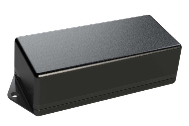 ID-1741FMB Black indoor plastic enclosure for electronics with molded on flanges for surface mounting - 4 x 1.75 x 1.27 inches