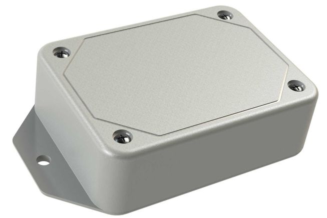 LP-21FMBT*01 Gray basic plastic box for electronics with flanges for surface mount applications and a Flush/Textured cover style - 3.29 x 2.42 x 1 inches