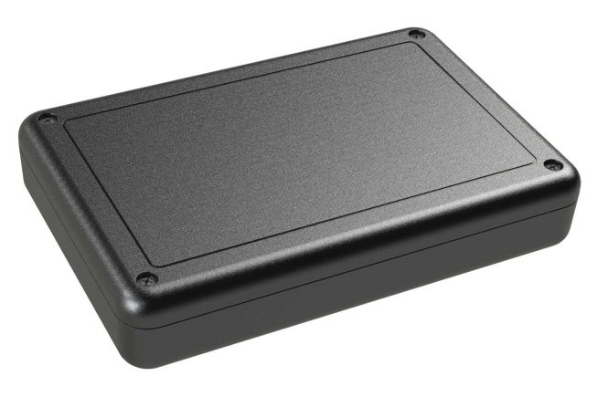 SL-64PMBT Black indoor handheld slim enclosure for electronics with PC mounting bosses - 6 x 4 x 1.13 inches