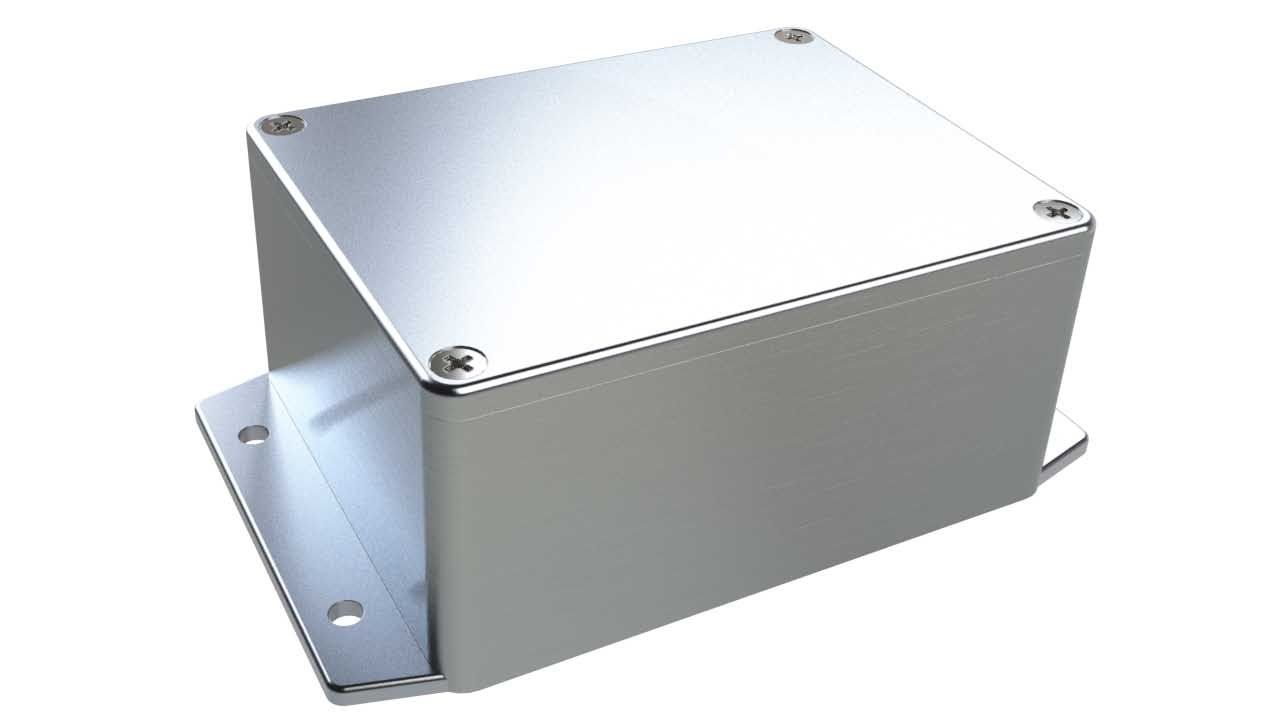 AN-04F Natural diecast aluminum enclosure with flanges for wall mounting - 4.53 x 3.54 x 2.17 inches
