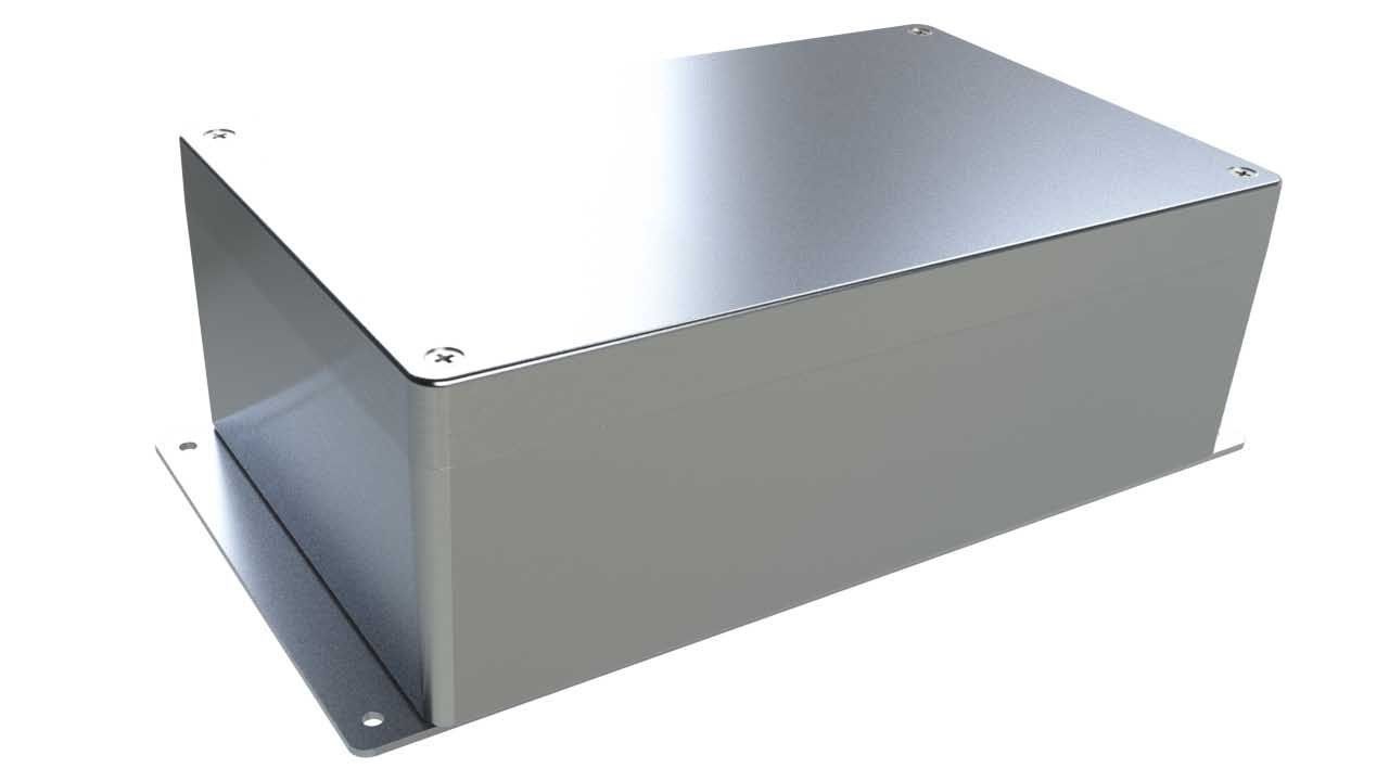 AN-23F Natural diecast aluminum enclosure with flanges for wall mounting - 10.24 x 6.3 x 3.56 inches