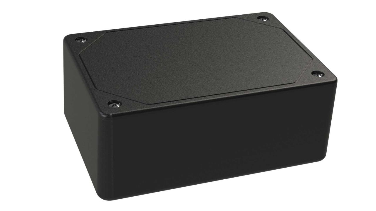 DC-34PMBYT Black plastic heavy duty enclosure for electronics with a Flush/Textured cover style - 4.61 x 3.1 x 1.77 inches