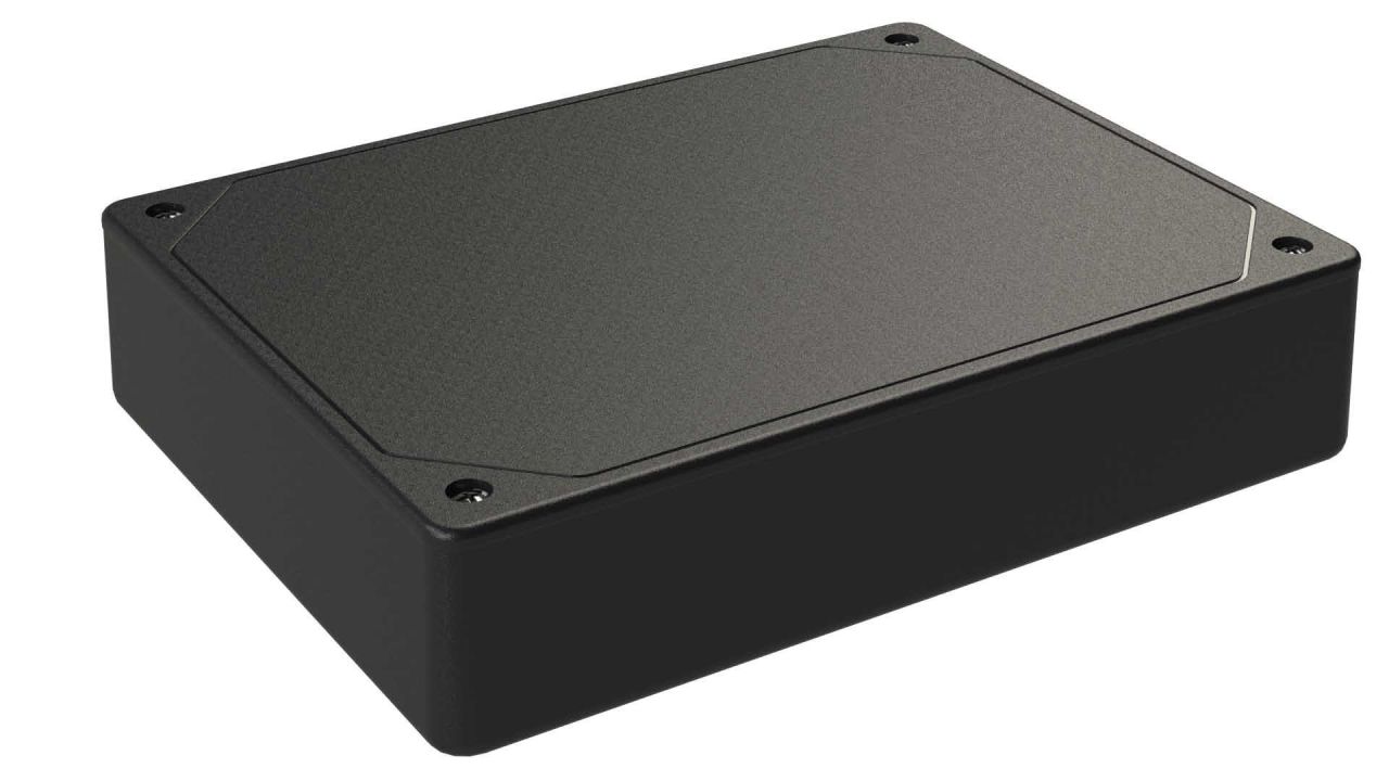 DC-45PMBYT Black plastic heavy duty enclosure for electronics with a Flush/Textured cover style - 6.13 x 4.62 x 1.25 inches