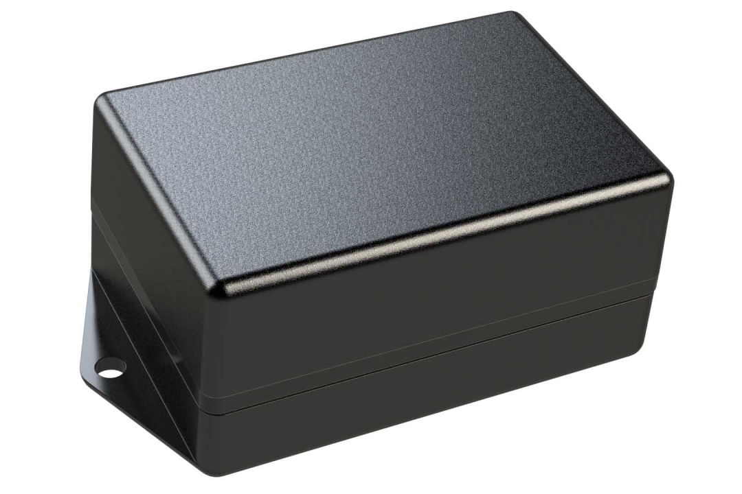 ID-2309FMB Black indoor plastic enclosure for electronics with molded on flanges for surface mounting - 3 x 2 x 1.49 inches