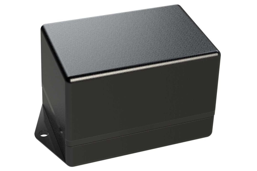ID-2315FMB Black indoor plastic enclosure for electronics with molded on flanges for surface mounting - 3 x 2 x 2.09 inches