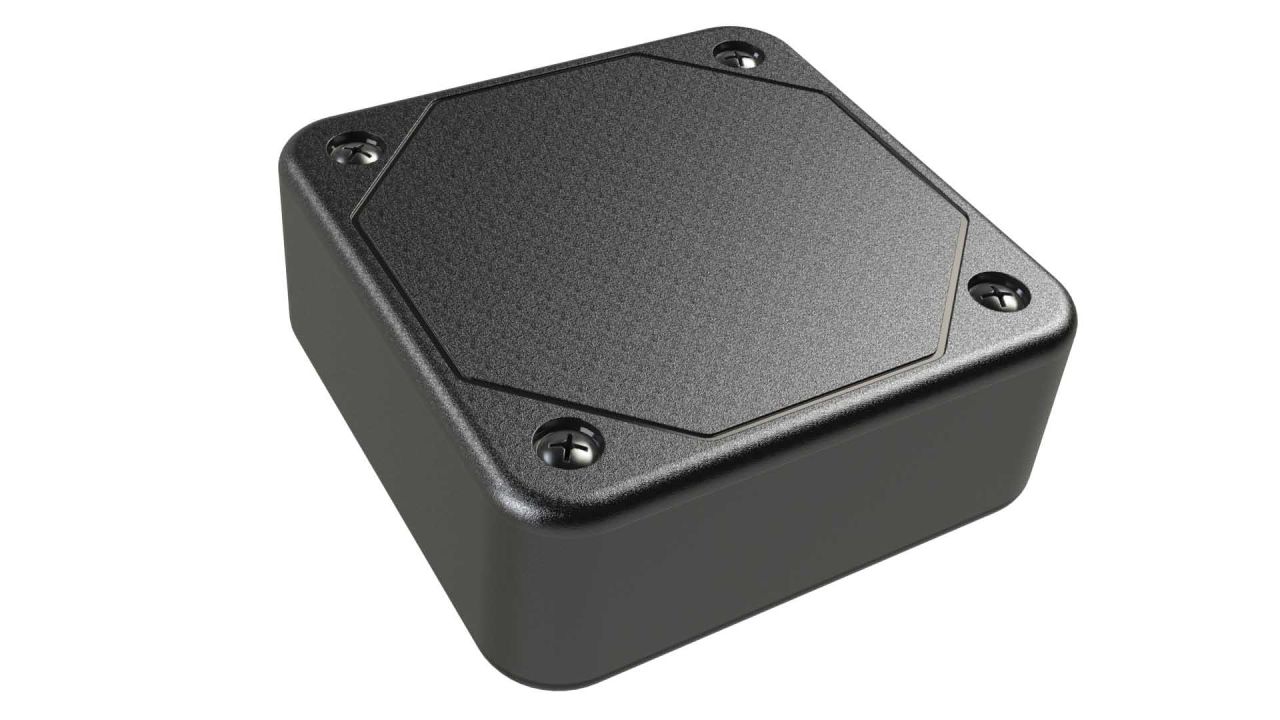 LP-11PMBT Black basic plastic box for electronics with a Flush/Textured cover style - 2.5 x 2.5 x 0.9 inches
