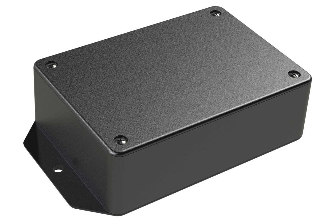 LP-35FMB Black basic plastic box for electronics with flanges for surface mount applications and a Flush/Textured cover style - 4.25 x 3 x 1.38 inches