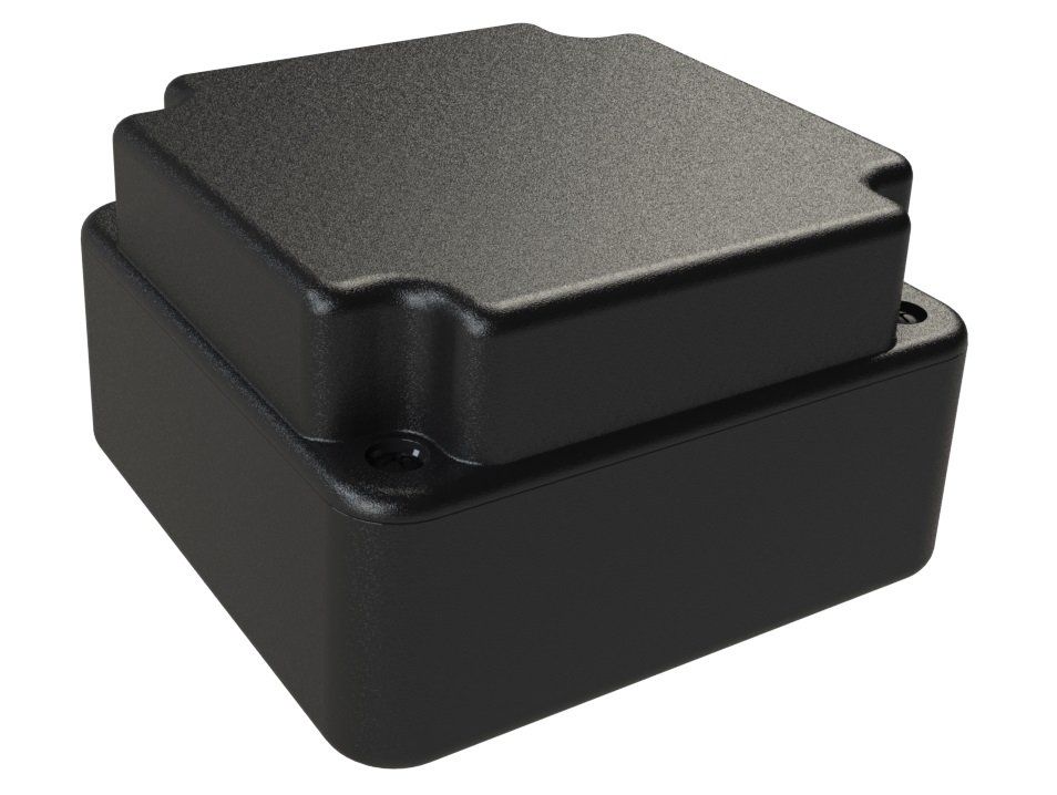 LP-42PMBT Black plastic case for electronics with extra tall cover and a Flush/Textured cover style - 3.29 x 3.29 x 2 inches