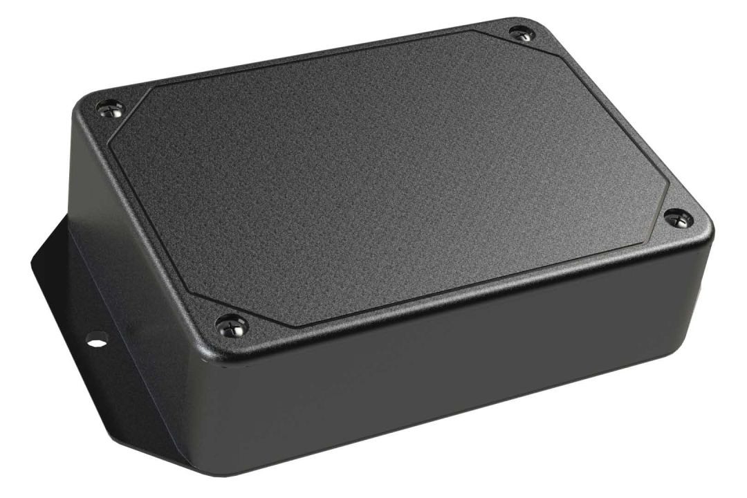 LP-51FMBT Black basic indoor multi-purpose enclosure for electronics with flanges for surface mount applications and a Flush/Textured cover style - 4.55 x 3.29 x 1.25 inches