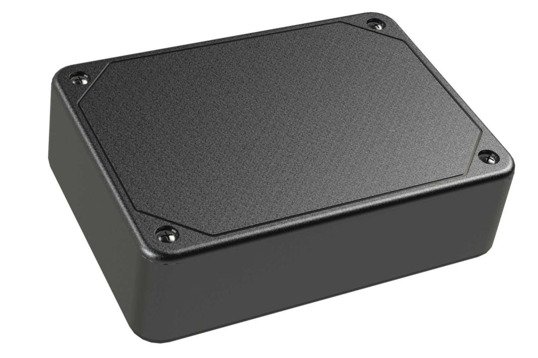 LP-51PMBT Black basic indoor plastic box for electronics with a Flush/Textured cover style - 4.55 x 3.29 x 1.25 inches