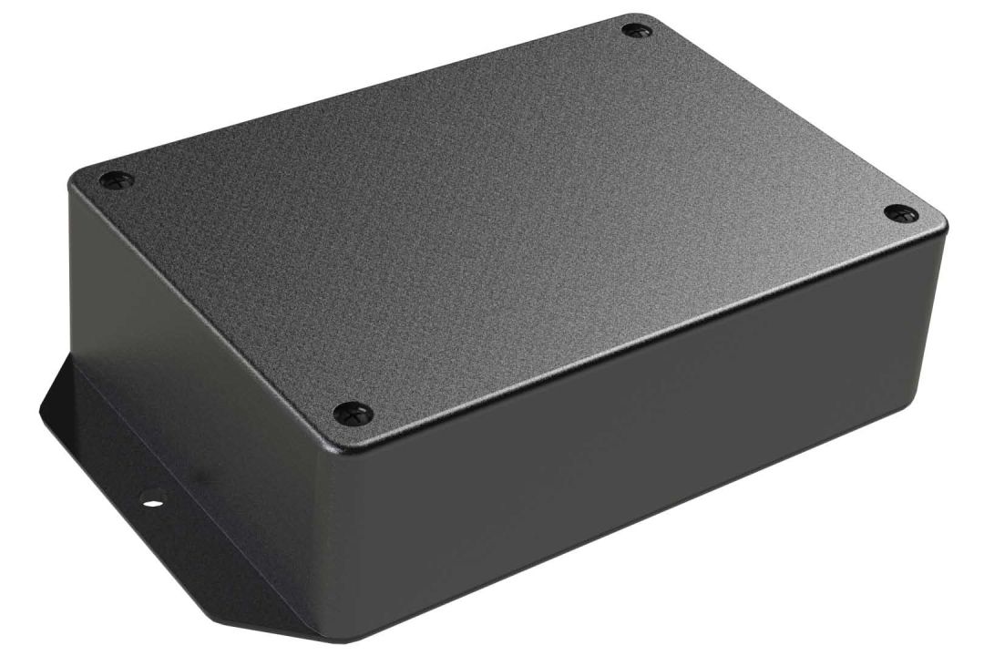 LP-55FMB Black basic plastic box for electronics with flanges for surface mount applications and a Flush/Textured cover style - 5 x 3.5 x 1.5 inches