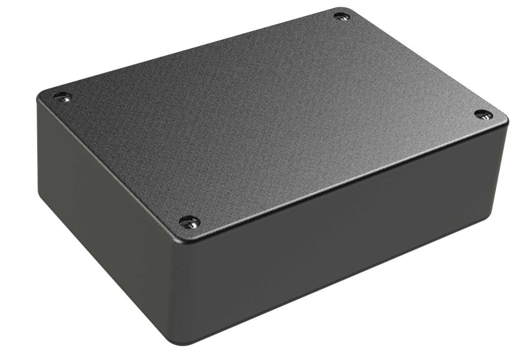 LP-55MB Black basic plastic box for electronics with a Flush/Textured cover style - 5 x 3.5 x 1.5 inches