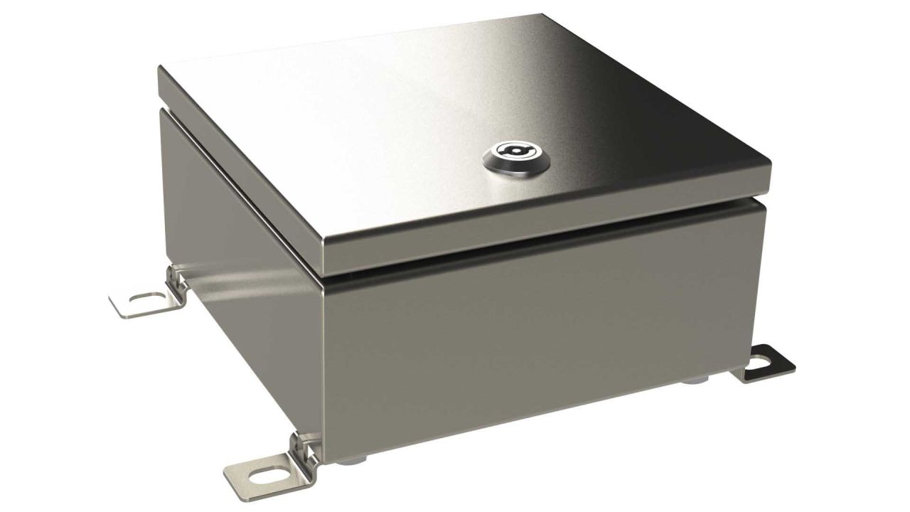 SA-39-01 Natural stainless steel hinged electrical enclosure - 7.87 x 7.87 x 3.98 inches