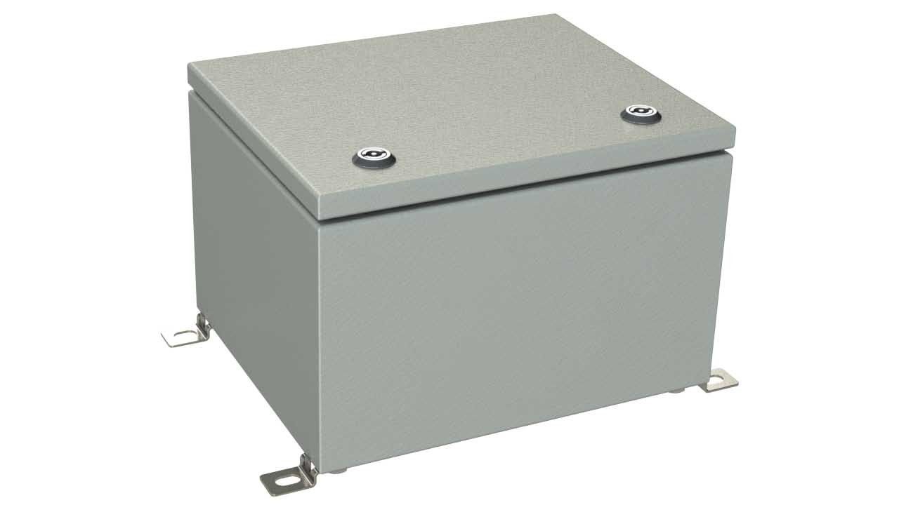 SB-32-02 Gray painted steel hinged electrical enclosure - 11.81 x 9.84 x 7.87 inches