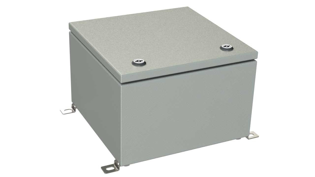 SB-34-02 Gray painted steel hinged electrical enclosure  - 11.81 x 11.81 x 7.87 inches