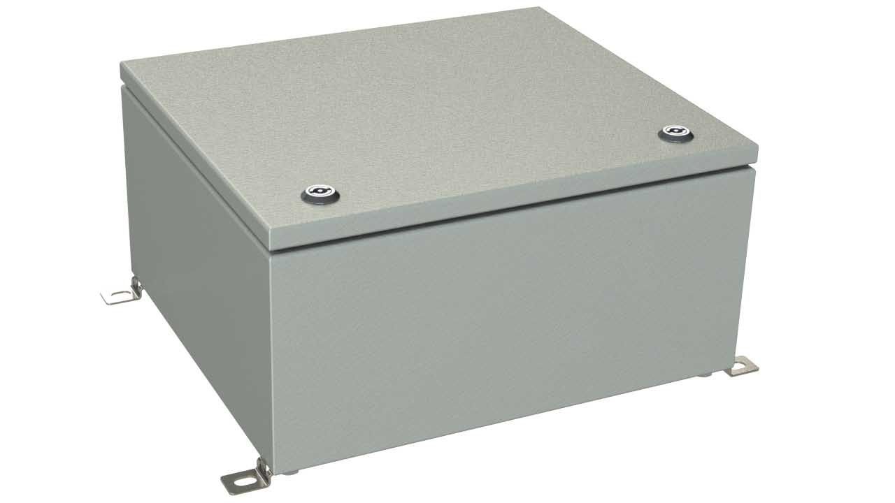 SB-43-02 Gray painted steel hinged electrical enclosure - 15.75 x 13.98 x 7.87 inches