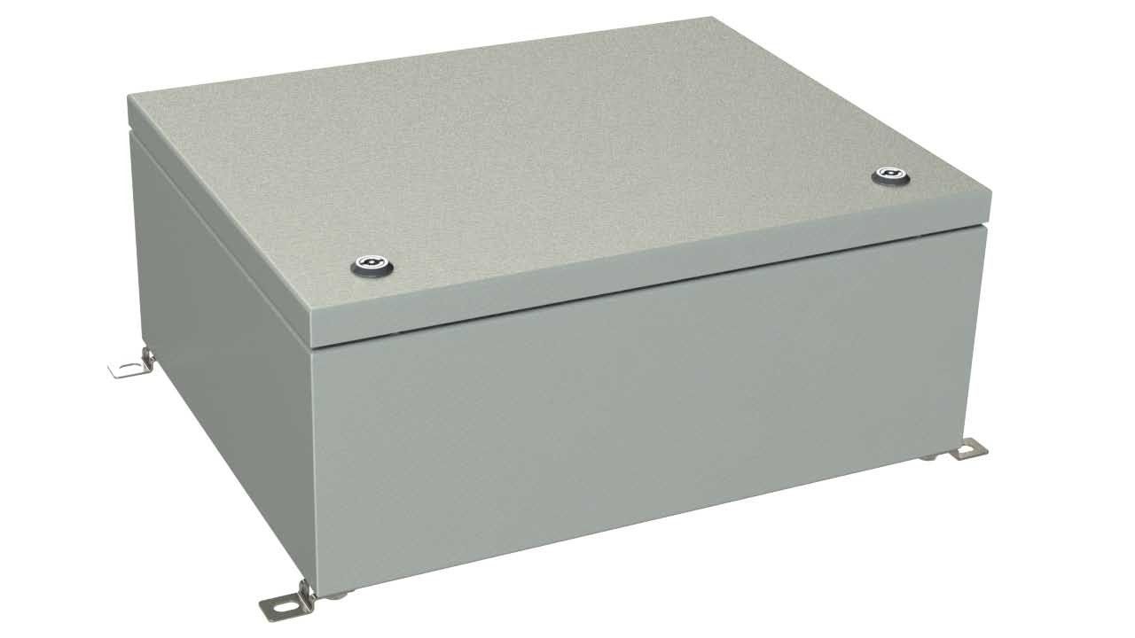 SB-46-02 Gray painted steel hinged electrical enclosure - 20 x 16 x 8 inches