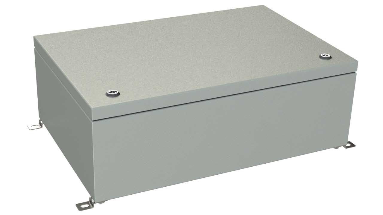 SB-51-02 Gray painted steel hinged electrical enclosure - 24 x 16 x 8 inches