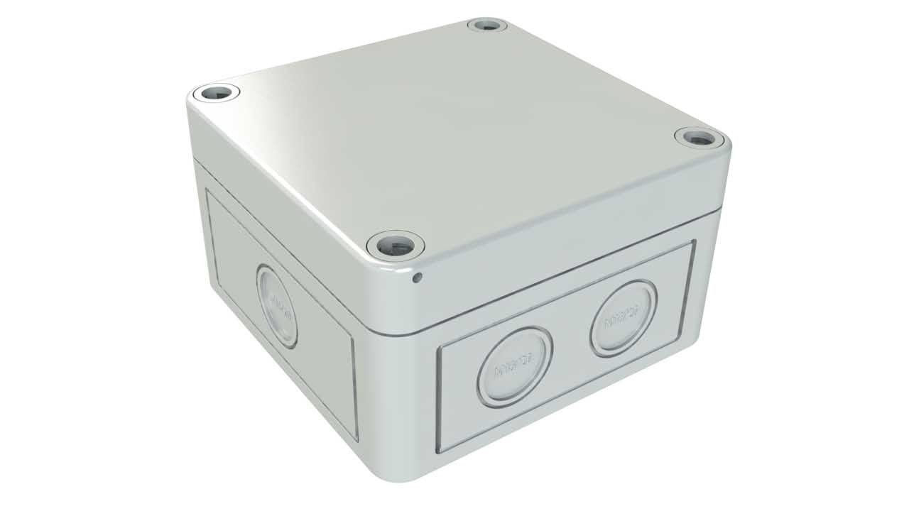 SK-13-02 Gray outdoor NEMA electrical box with knockouts - 3.7 x 3.7 x 2.24 inches
