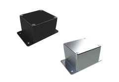 AN-19F Natural diecast aluminum enclosure with flanges for wall mounting - 3.13 x 2.93 x 2.05 inches