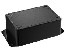 DC-34FMBYT Black plastic heavy duty enclosure for electronics with a Flush/Textured cover style - 4.61 x 3.1 x 1.77 inches