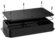 DC-57FMBYTGT Black ABS plastic indoor enclosure for electronics with gasket seal Flush/Textured cover style - 8.25 x 5 x 1.5 inches