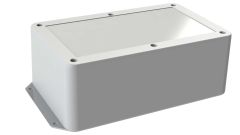 DC-58FMBYR*01 Gray plastic heavy duty enclosure for electronics with molded on surface mount flanges and a Recessed/Smooth cover style - 8.25 x 5 x 3 inches