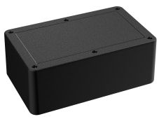 DC-58PMBYT Black plastic enclosure for PC boards and electronics with a Flush/Textured cover style - 8.25 x 5 x 3 inches