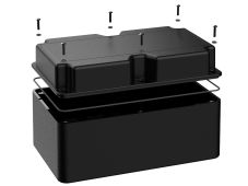 DC-85PMMTG Black gasketed plastic heavy duty enclosure for electronics with a Flush/Textured cover style - 8.25 x 5 x 4.33 inches