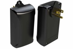 GS-24153WT Black wall plug in enclosure for electronics  - 4.11 x 2.23 x 1.52 inches