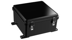 Black outdoor electrical box for outdoor use