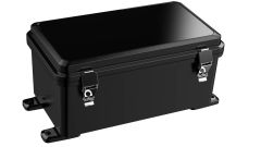 Large black outdoor electrical box for outdoor use