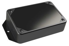 LP-31FMBR Black basic plastic box for electronics with flanges for surface mount applications and a Recessed/Smooth cover style - 4.17 x 2.8 x 1 inches