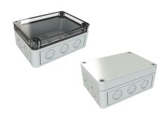 SK-15-02 Gray weatherproof electrical enclosure with knockouts - 5.12 x 3.7 x 2.24 inches