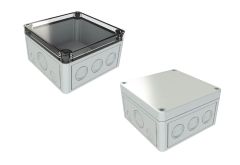 SK-16-02 Gray electrical box with knockouts - 5.12 x 5.12 x 2.95 inches